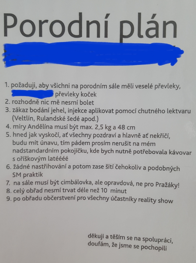 План на роды образец